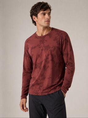 Lululemon Men's Long Sleeve Tie-Dye Crew Neck Shirt - Rust